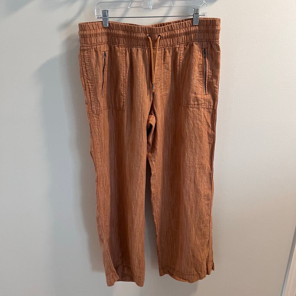 Athleta Cabo 100% Linen Textured Wide Leg Pant Size 16